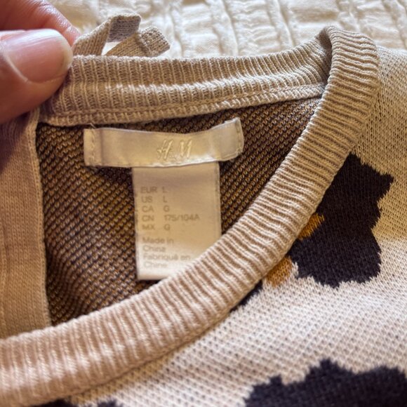 H&M - Oversized Leopard Print Cotton Sweater - Size L - Picture 3 of 5